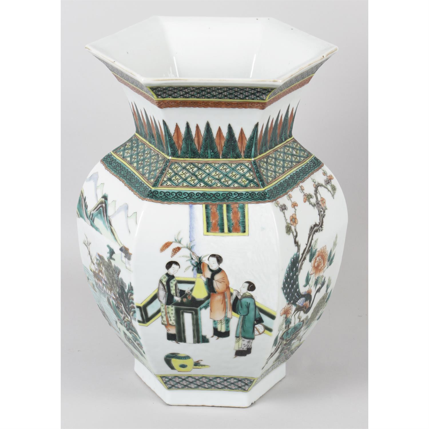 A Chinese hexagonal shaped vase. - Image 3 of 3