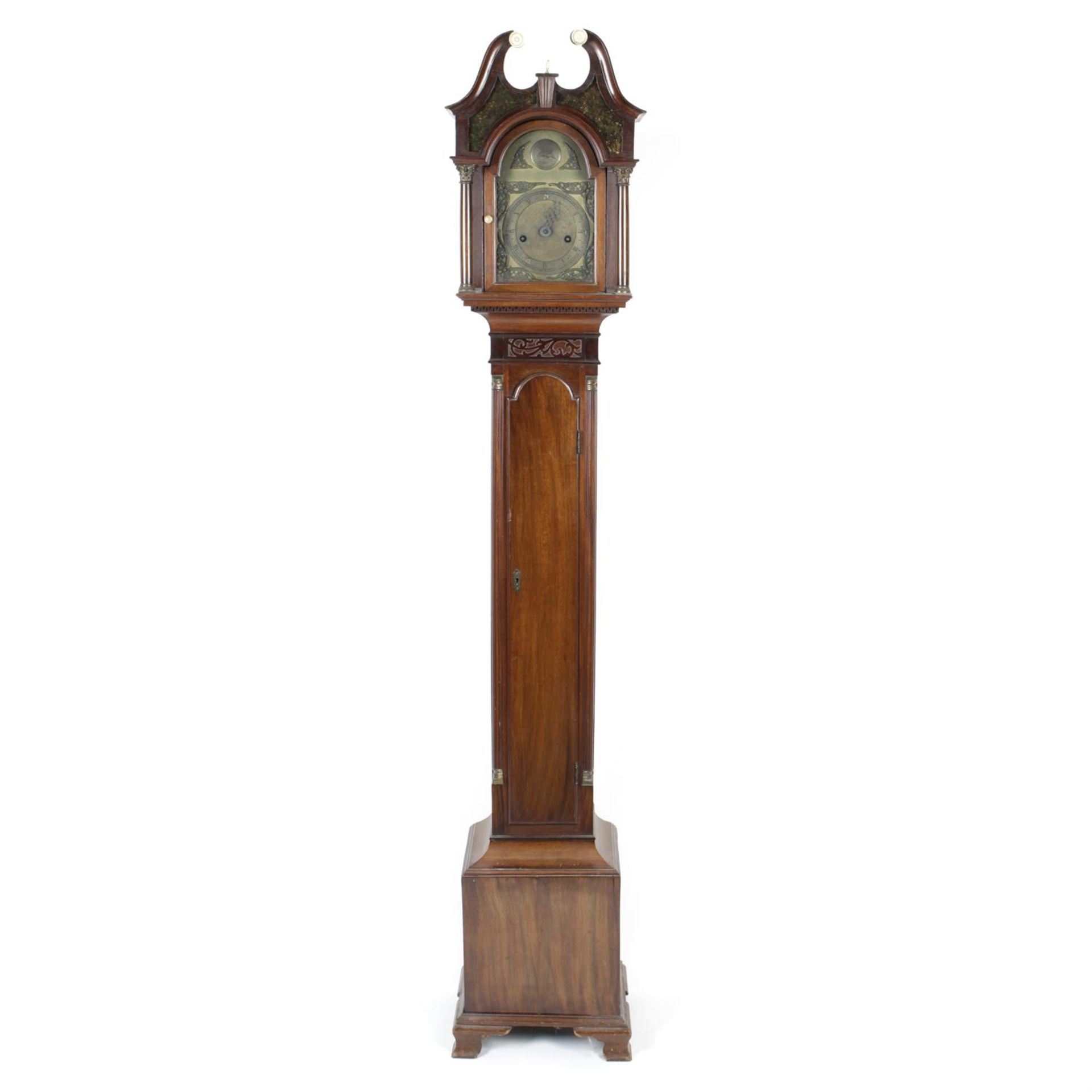 An antique mahogany cased eight-day longcase clock.