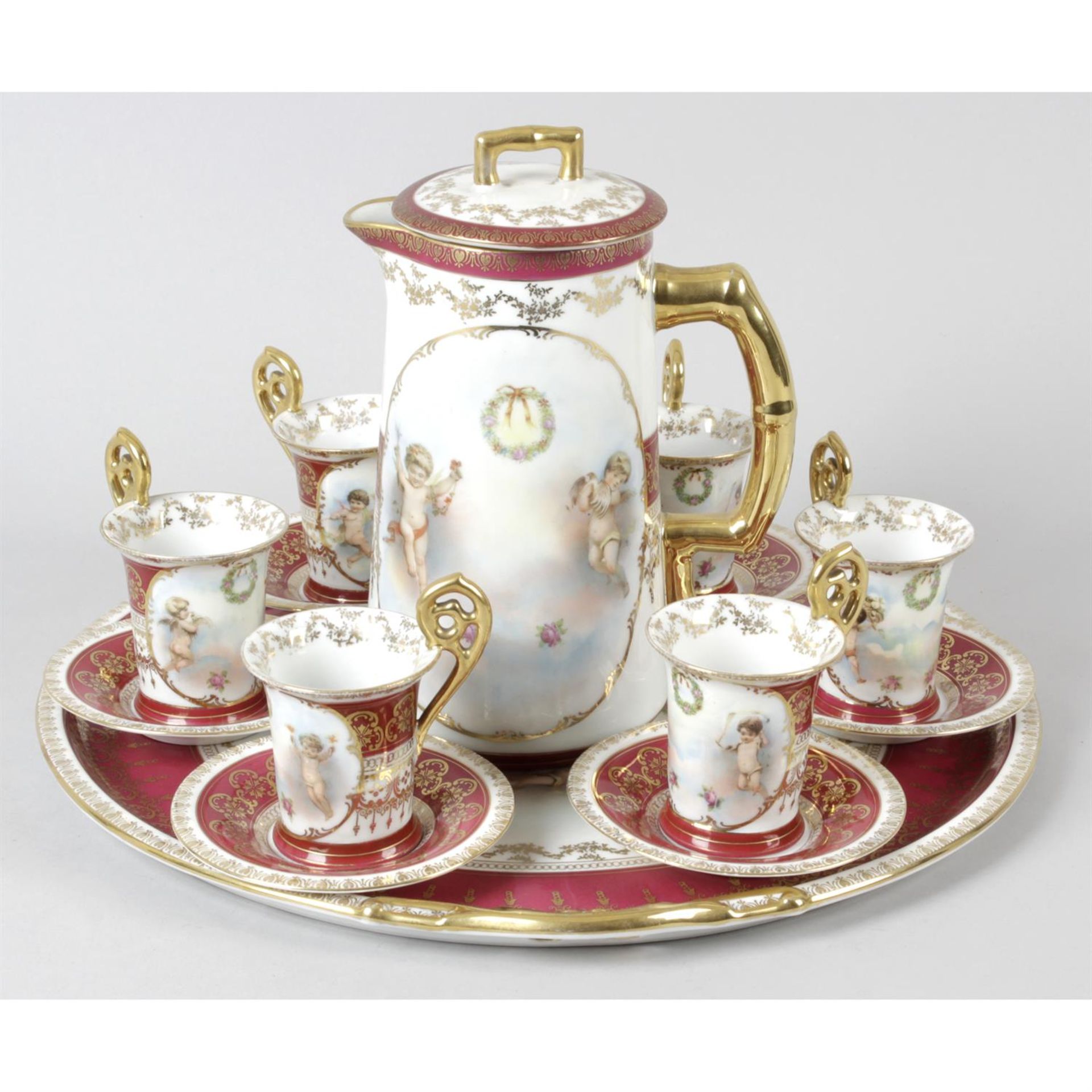 An early 20th century Vienna porcelain cabaret set.