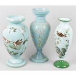 A selection of 19th century and other opaque glass vases, etc.