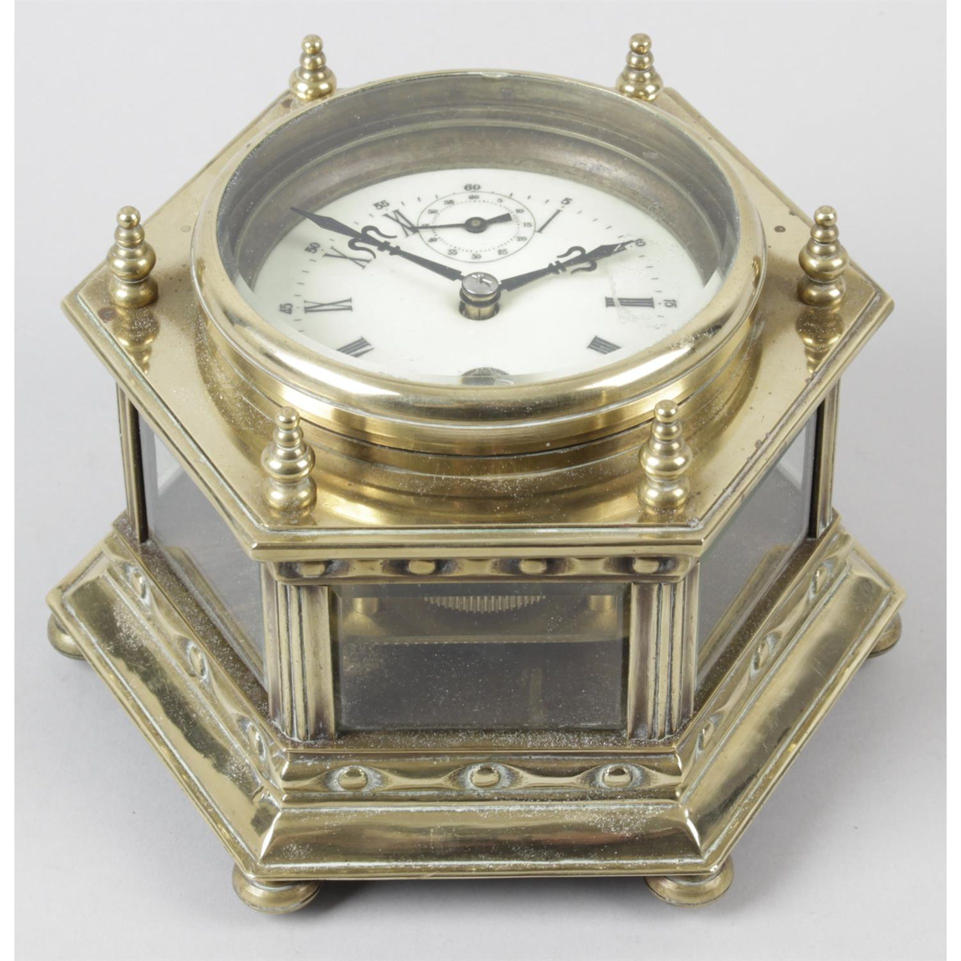 A reproduction brass cased desk clock. - Image 2 of 3