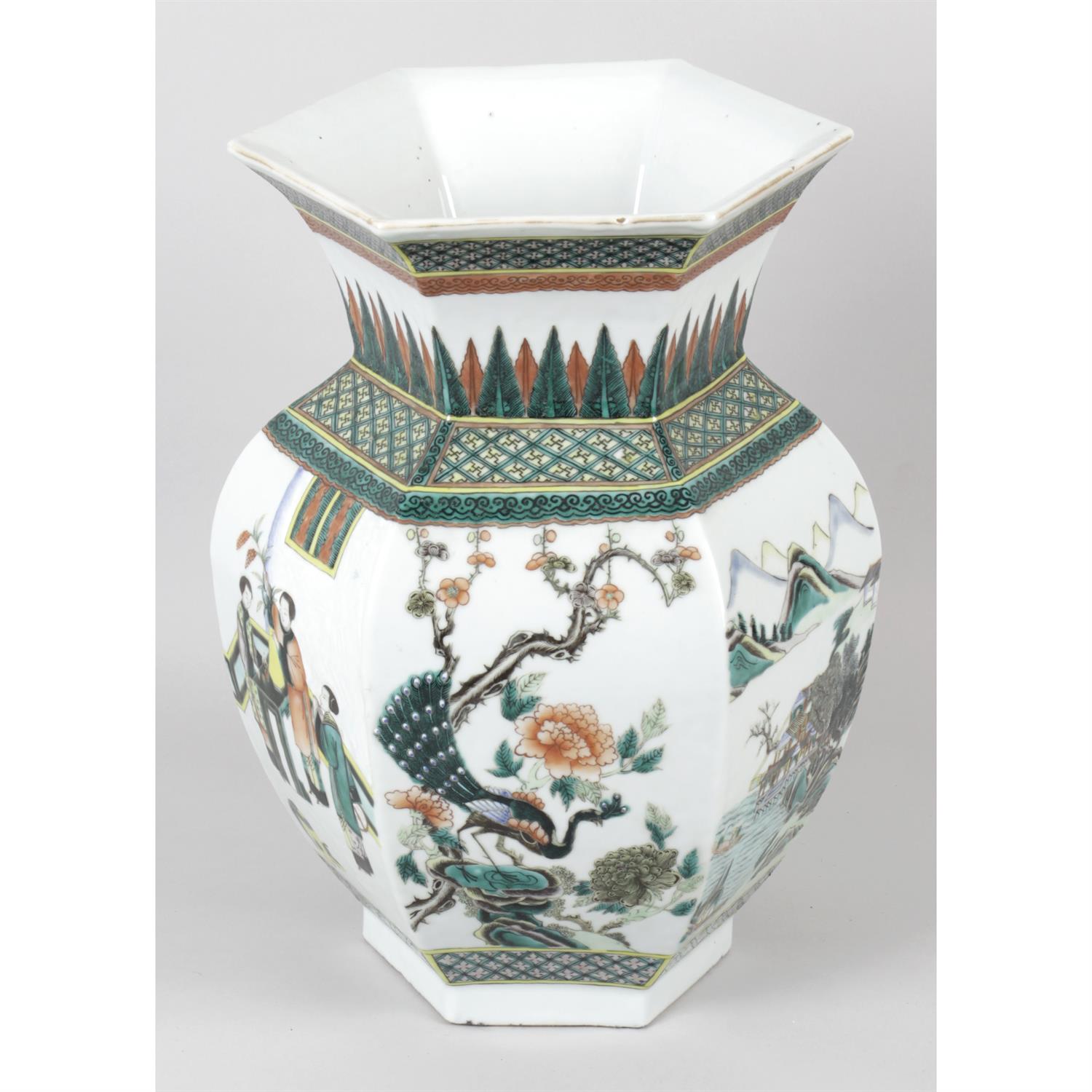 A Chinese hexagonal shaped vase.