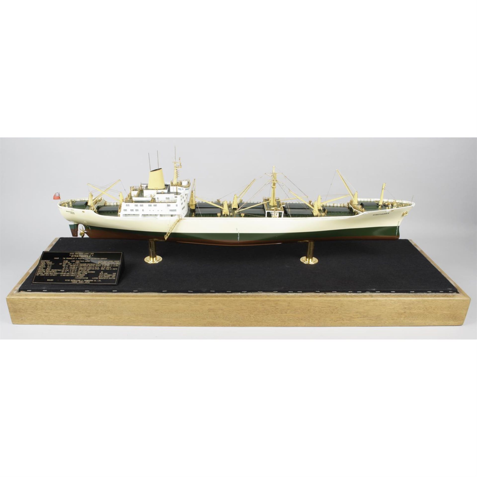 A fine boardroom or ship builders model of the Super High Speed Cargo Liner “Strathardle” of The