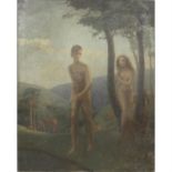 A large late 19th century/ early 20th century Arts & Crafts impressionist oil painting on canvas.