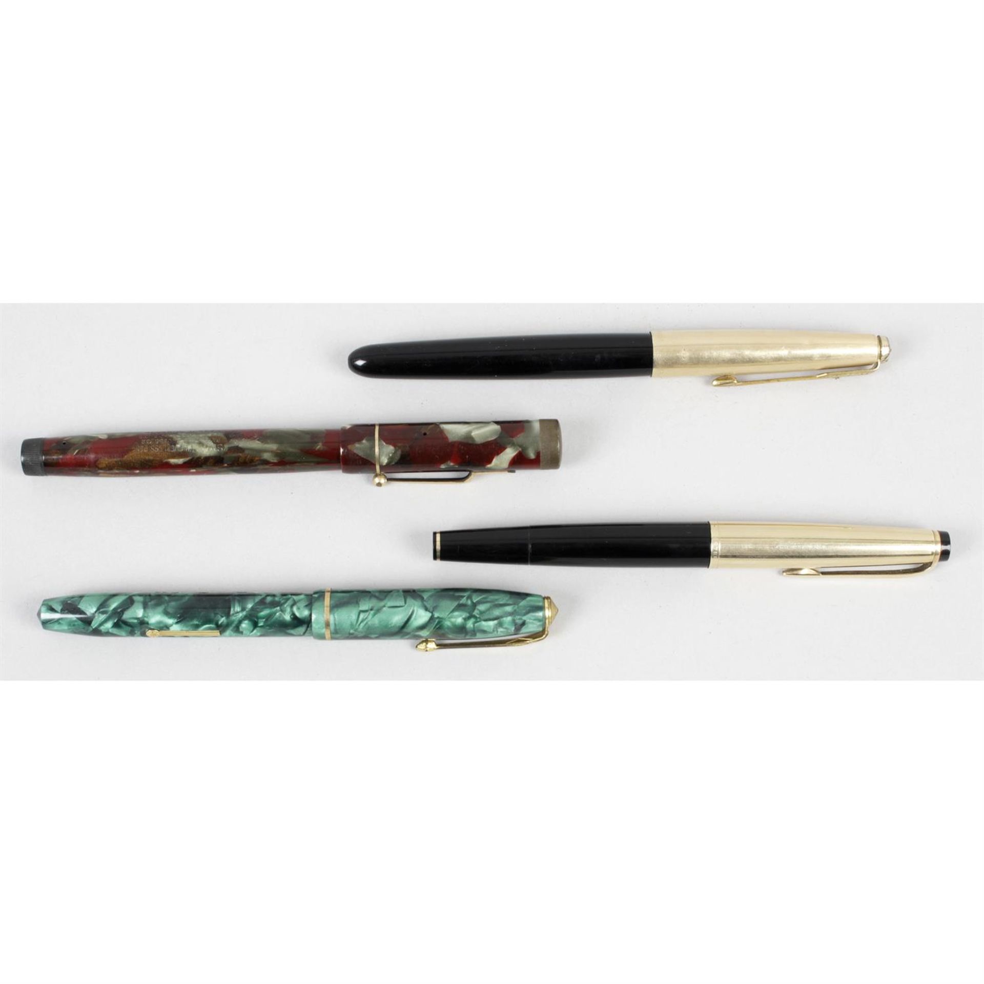 A selection of eight assorted fountain pens, to include Conway Stewart, Mabie Todd and Parker