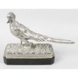 An early 20th century silvered bronze study of a pheasant.