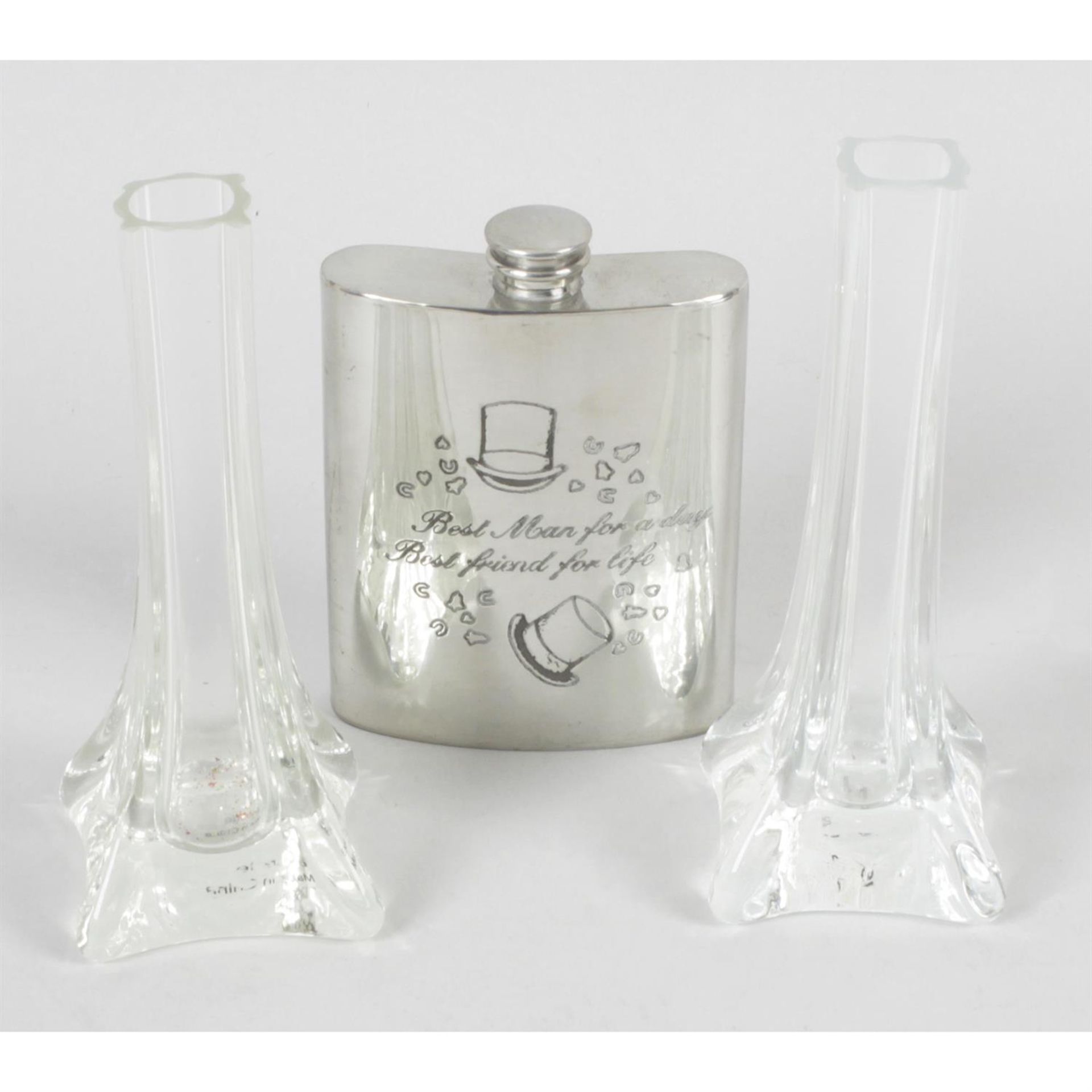 A large selection of various, assorted items, to include glasses, glass bud vases, Quartz clocks,