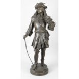 A large spelter figure, modelled as Louis XIV.