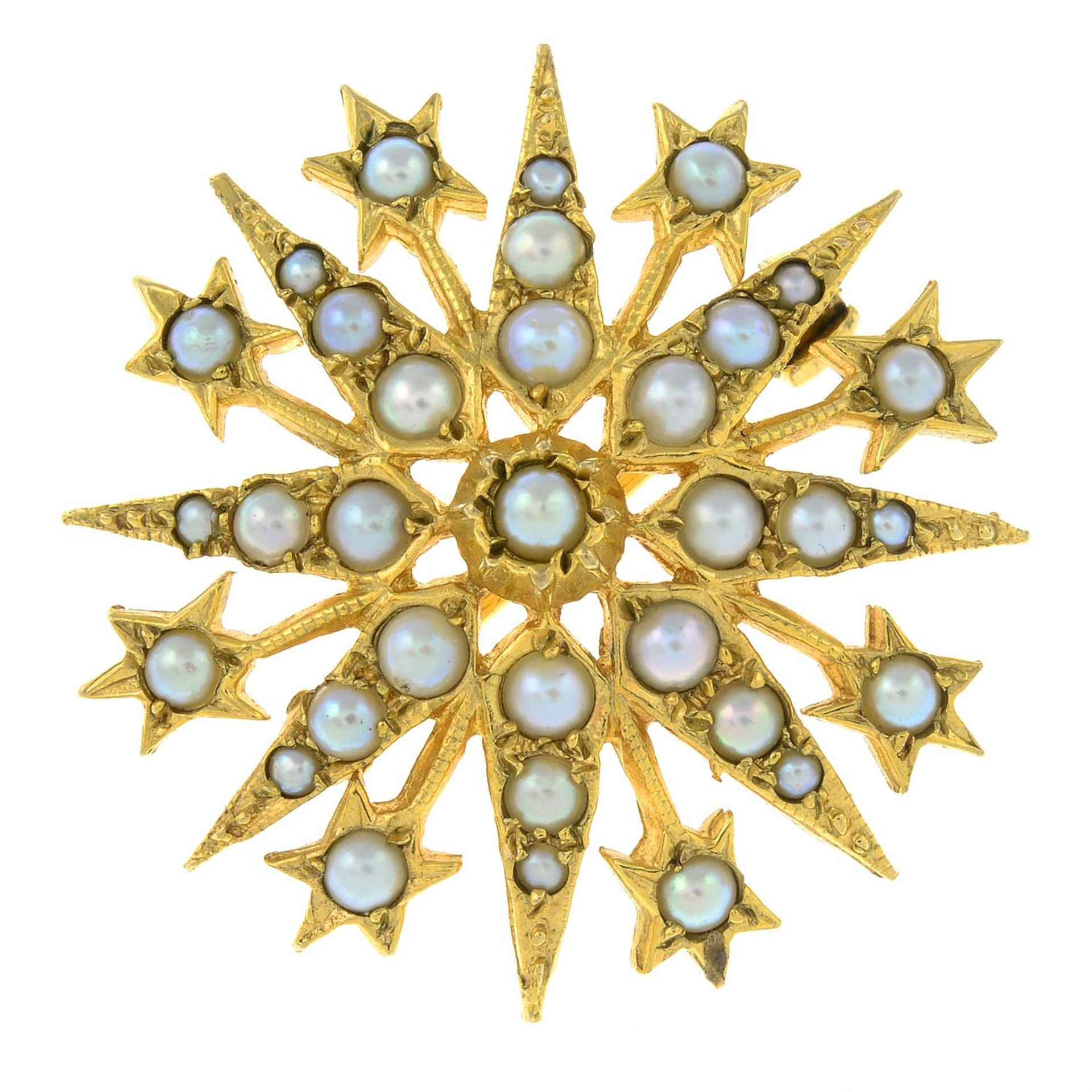 A 9ct gold split pearl spray brooch.