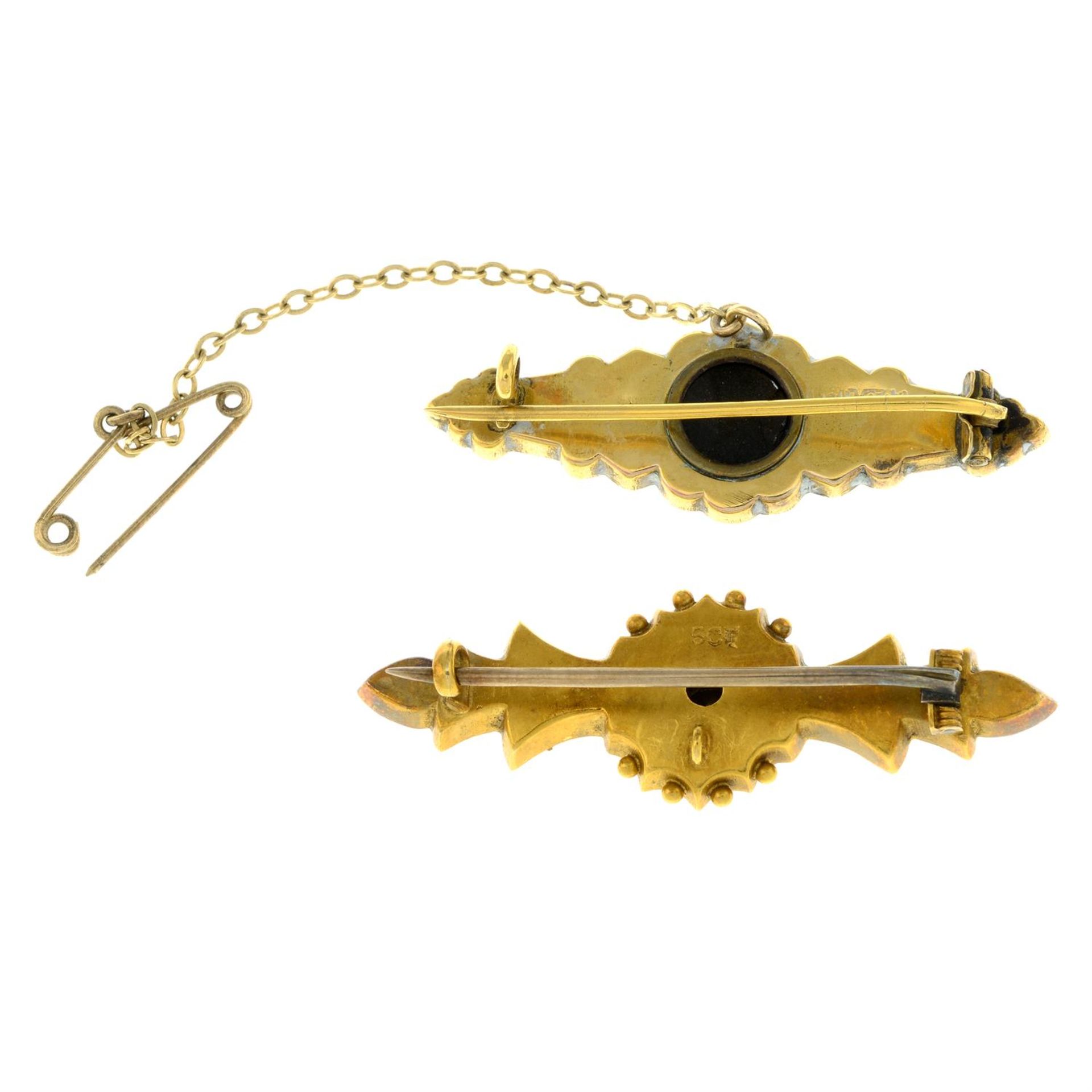 Two Victorian gold gem-set brooches. - Image 2 of 2