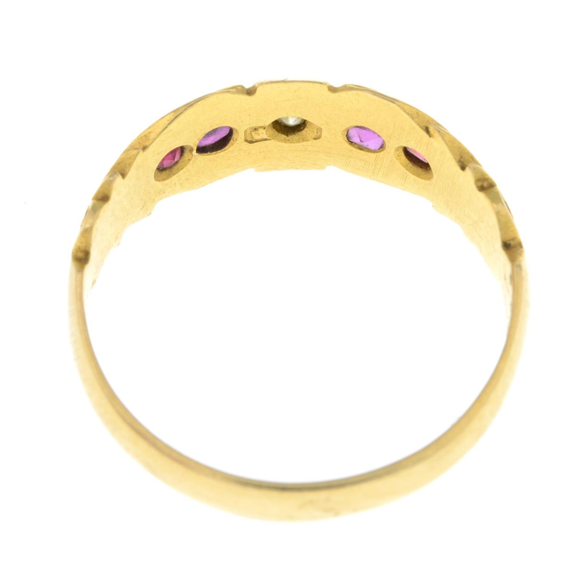An Edwardian 18ct gold ruby and rose-cut diamond band ring. - Image 2 of 2