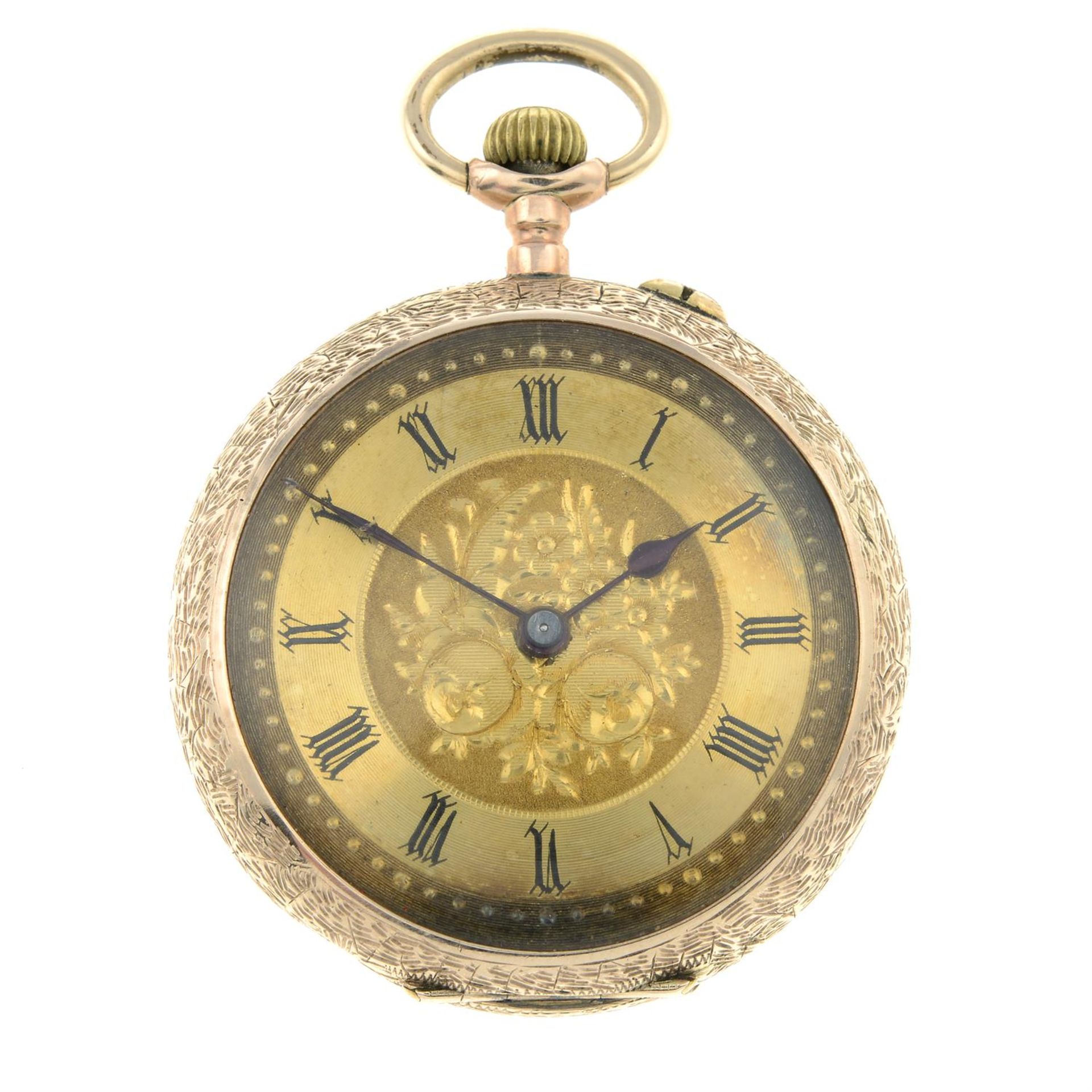 A late 19th century 9ct gold pocket watch, with engraved foliate motif.