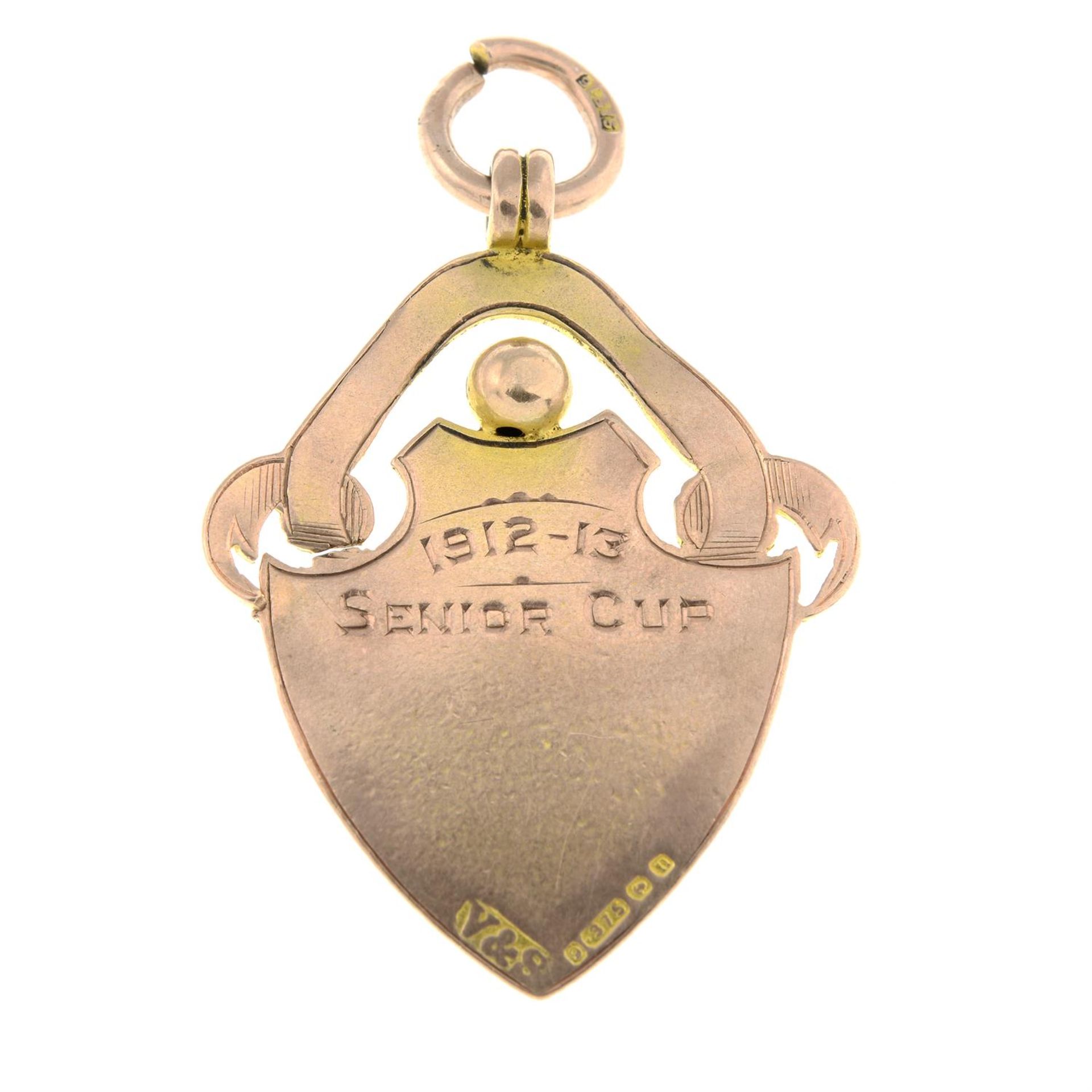 An early 20th century 9ct gold 'Wiltshire Football Association' enamel medallion pendant. - Image 2 of 2