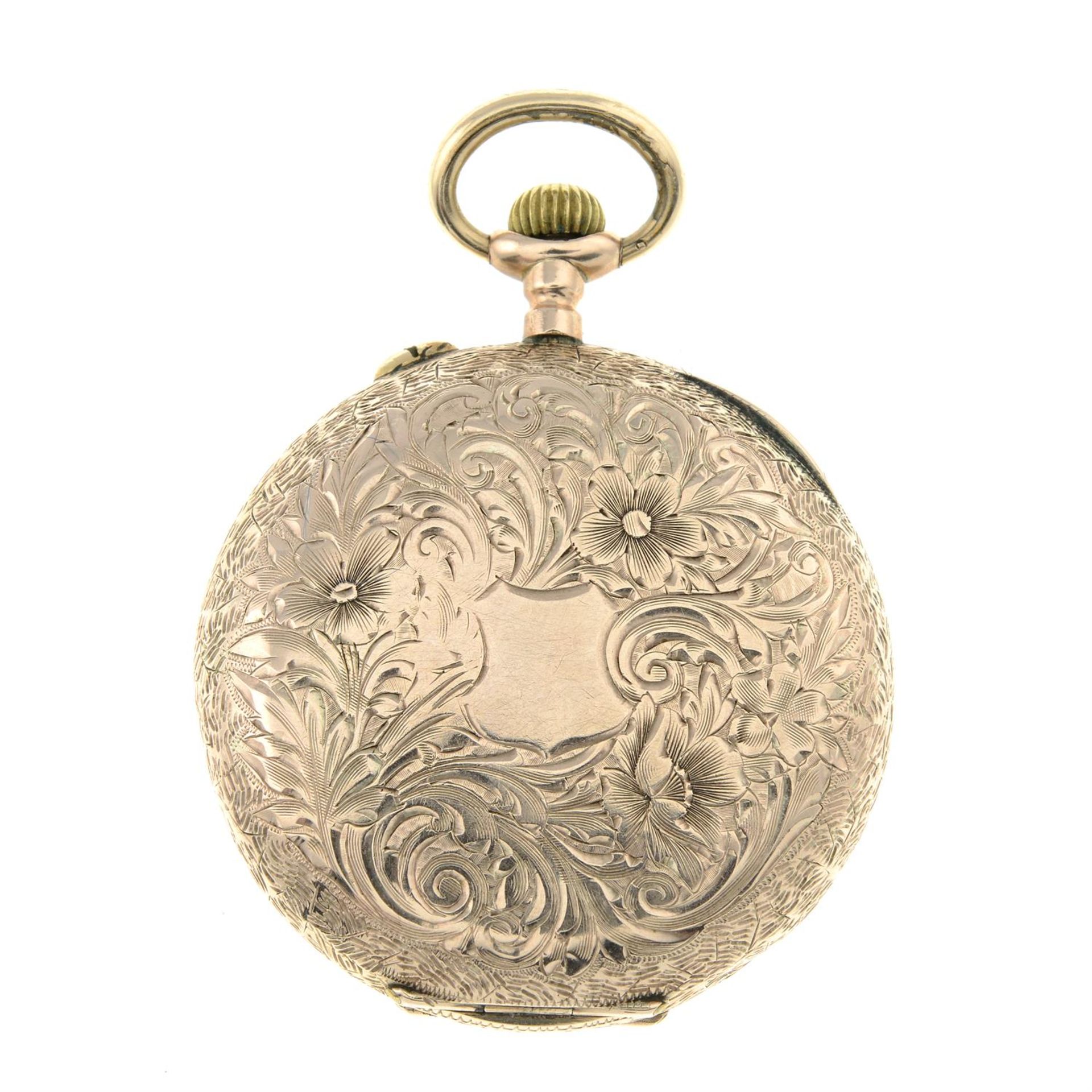 A late 19th century 9ct gold pocket watch, with engraved foliate motif. - Image 2 of 2