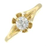 A late Victorian gold old-cut diamond single-stone ring.