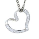An 18ct brilliant-cut diamond heart pendant, with chain.