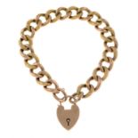 A Victorian 9ct gold bracelet, with heart-shape clasp.