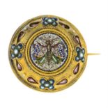 A late 19th century 15ct gold micro mosaic butterfly brooch.