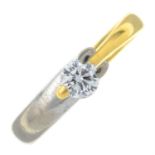 An 18ct gold brilliant cut diamond single-stone bi-colour ring.