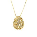 A diamond openwork pendant, with 18ct gold chain.