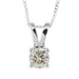 A 9ct gold brilliant-cut diamond single-stone pendant, with chain.