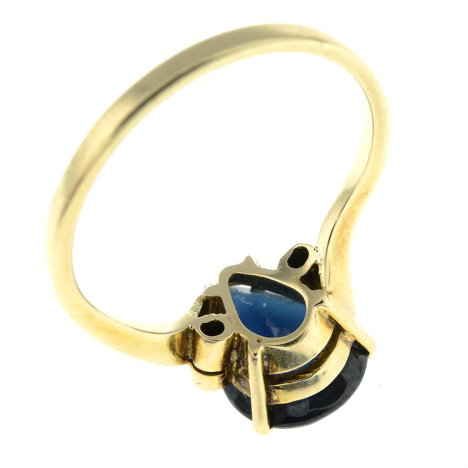 A sapphire and brilliant-cut diamond three-stone ring. - Image 2 of 2
