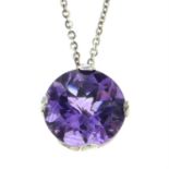 An 18ct gold amethyst single-stone pendant, with chain.