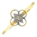 An early 20th century 18ct gold single-cut diamond single-stone floral ring.