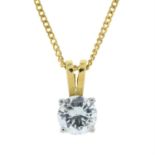 An 18ct gold brilliant-cut diamond single-stone pendant, with chain.
