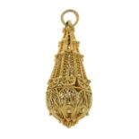 A Victorian 15ct gold cannetille openwork pendant.
