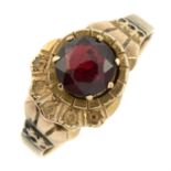 A late 19th century 9ct gold garnet ring.