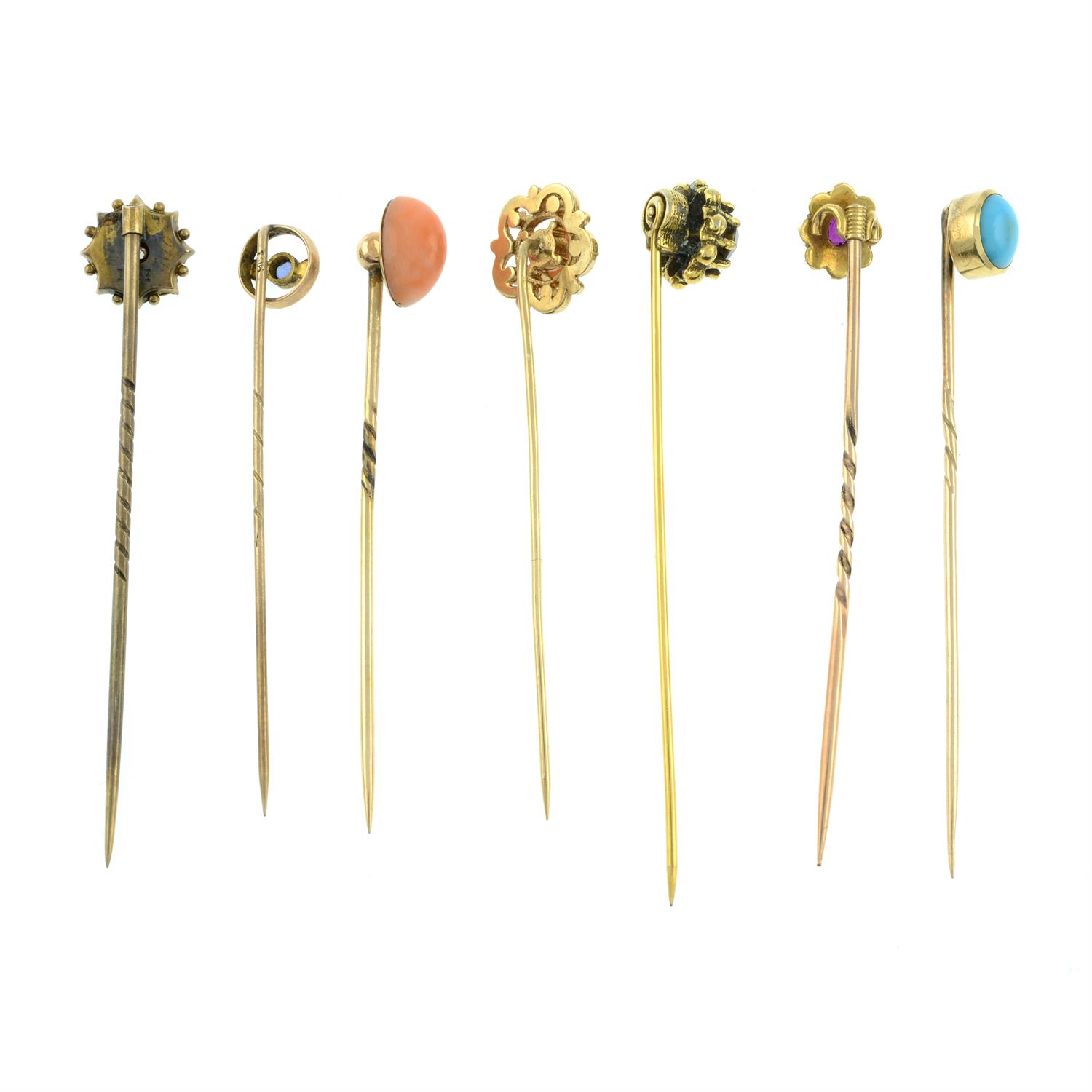 Seven gem-set stickpins. - Image 2 of 2