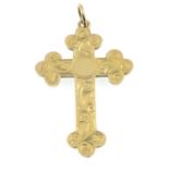 A Victorian 9ct gold cross pendant, with foliate motif.
