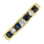 An 18ct gold sapphire and diamond half eternity ring.