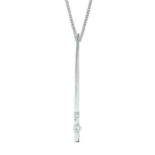 An 18ct gold diamond accent bar pendant, with trace-link chain.