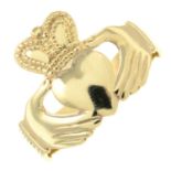 A 9ct gold Claddagh ring.