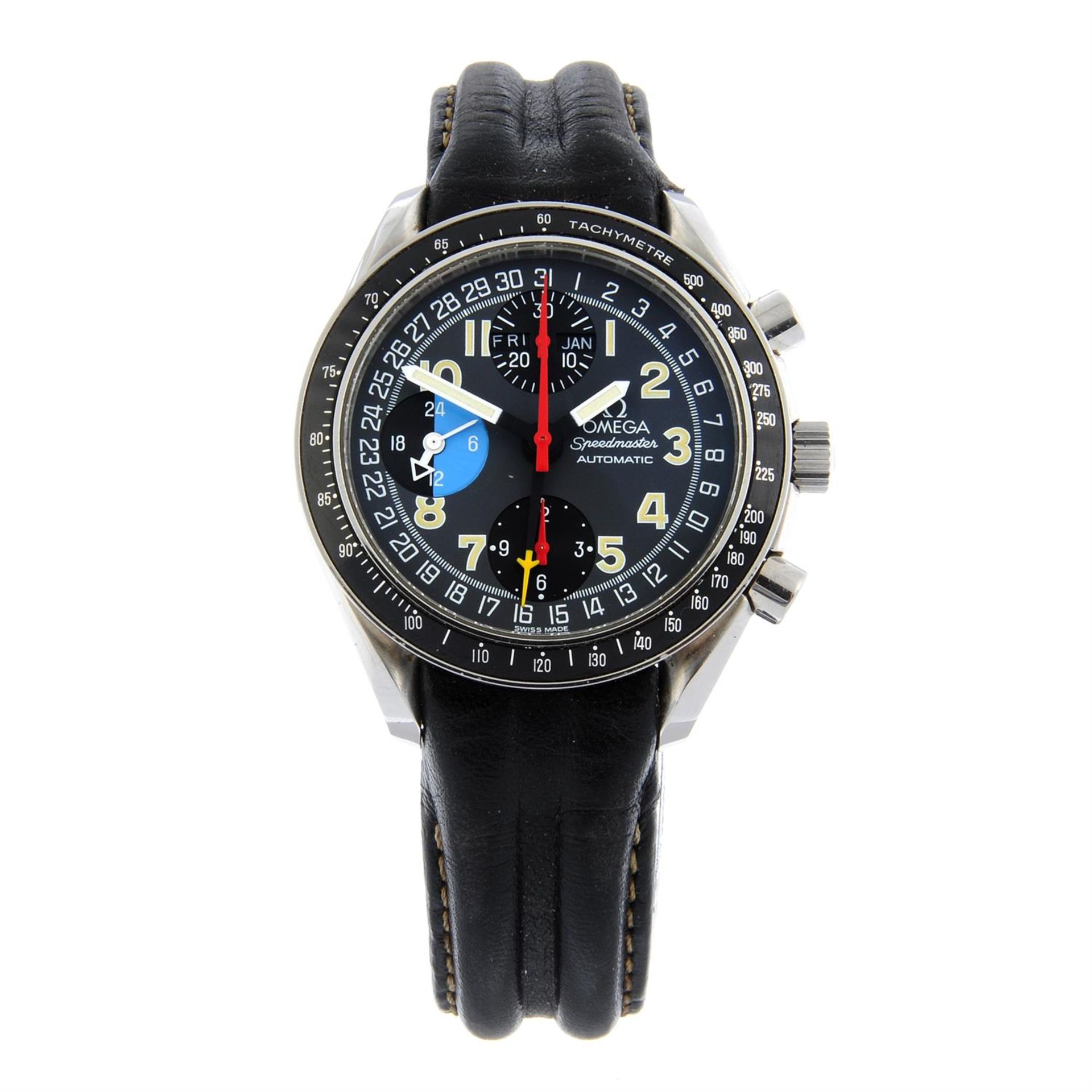 OMEGA - a stainless steel Speedmaster Triple Calendar chronograph wrist watch, 39mm.