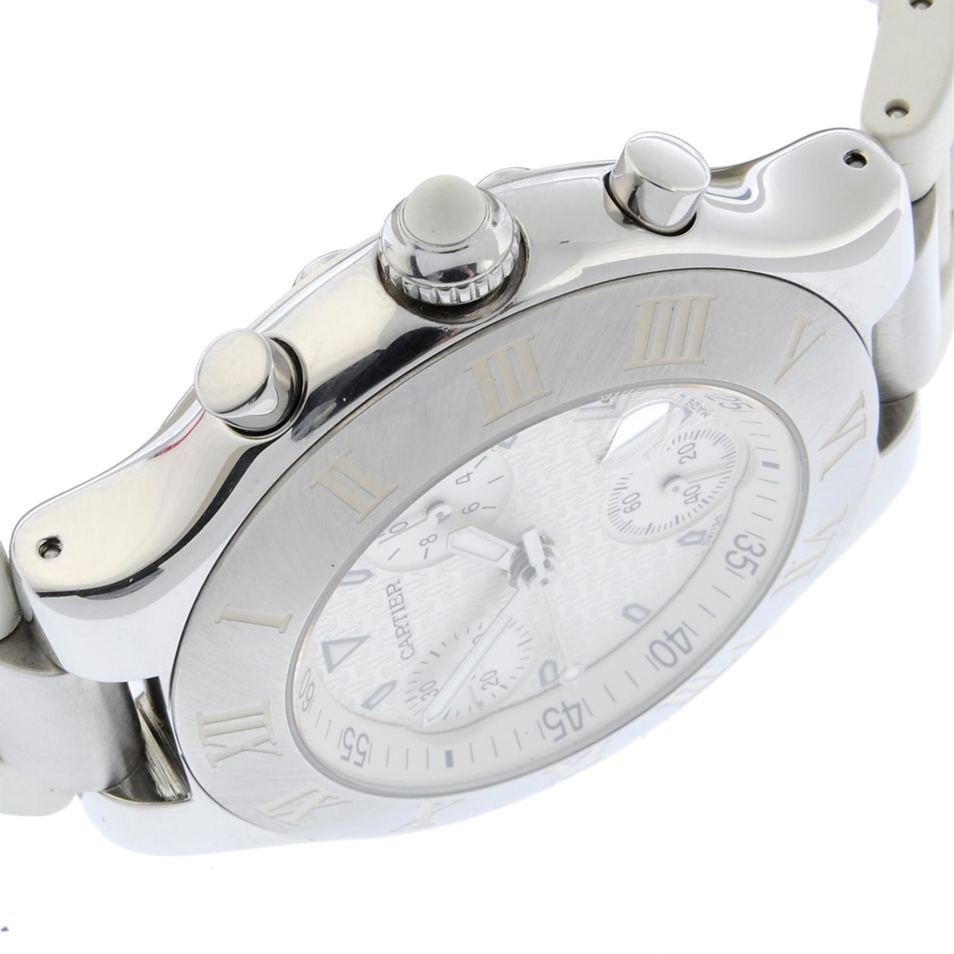 CARTIER - a stainless steel 21 Chronoscaph chronograph bracelet watch, 38mm. - Bild 3 aus 5