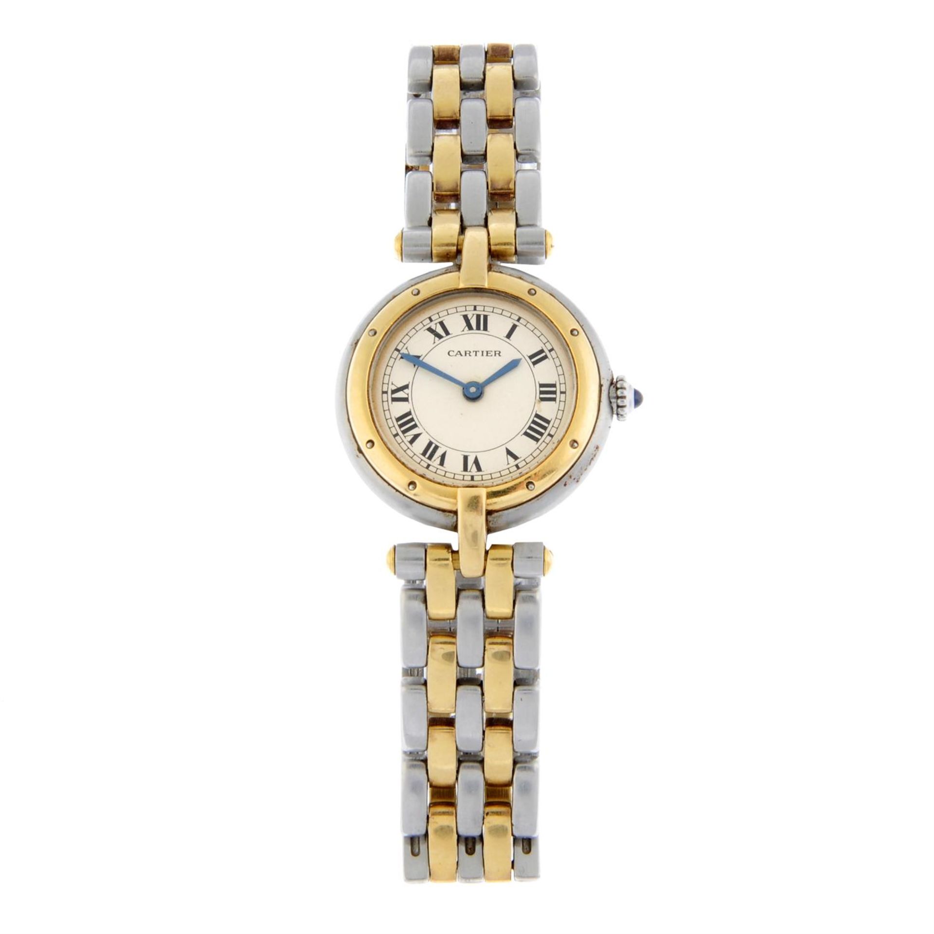 CARTIER - a bi-metal Panthere Ronde bracelet watch, 24mm.