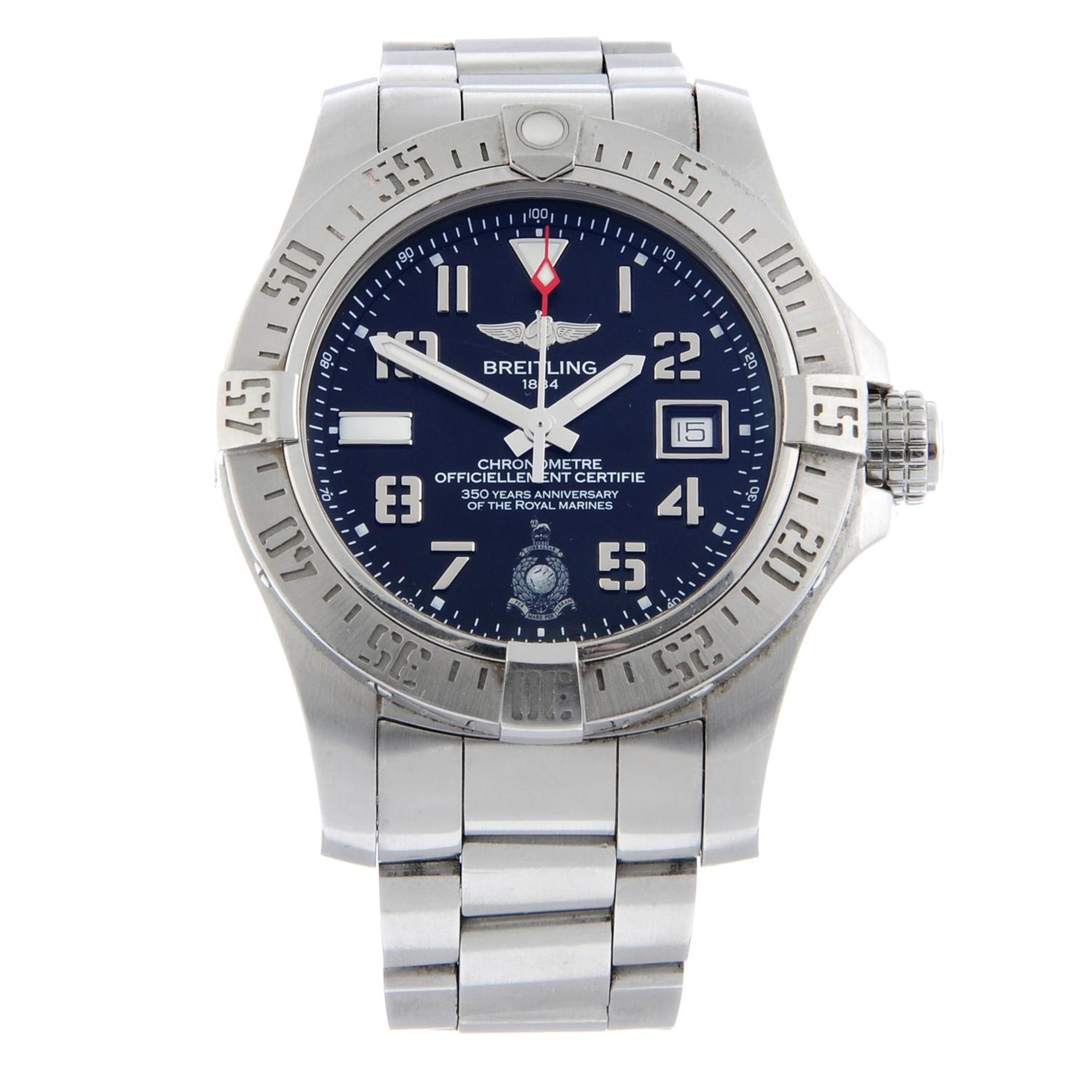 BREITLING - a limited edition stainless steel Avenger II Seawolf Royal Marines anniversary bracelet