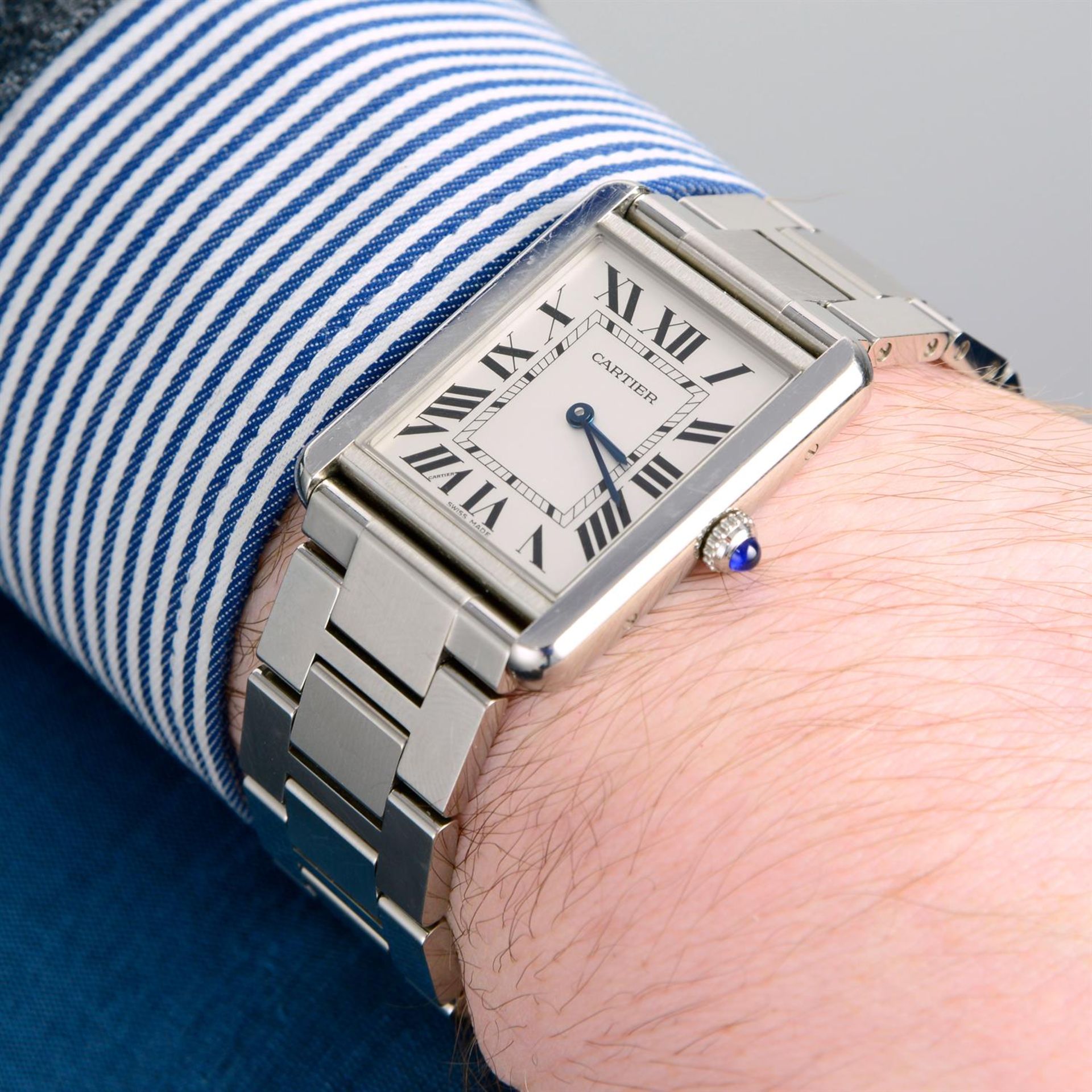 CARTIER - a stainless steel Tank Solo bracelet watch, 27.5mm. - Image 5 of 6