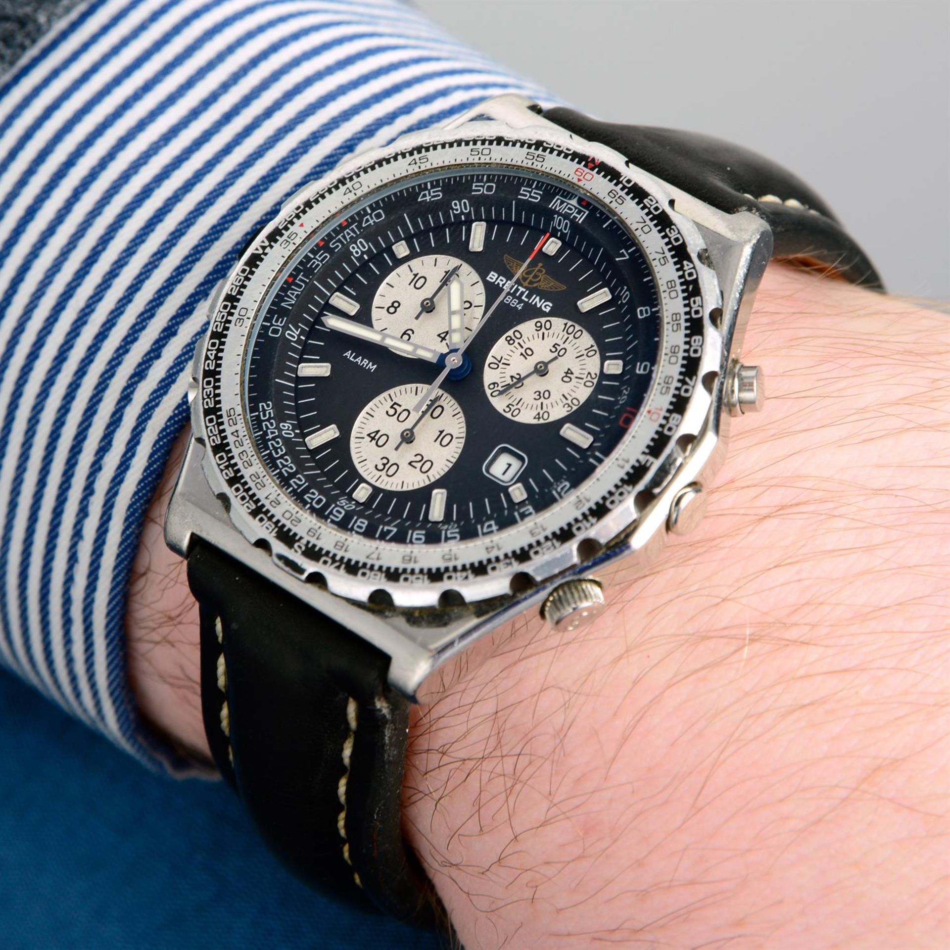 BREITLING - a stainless steel Navitimer Jupiter Pilot chronograph wrist watch, 42mm. - Image 5 of 5