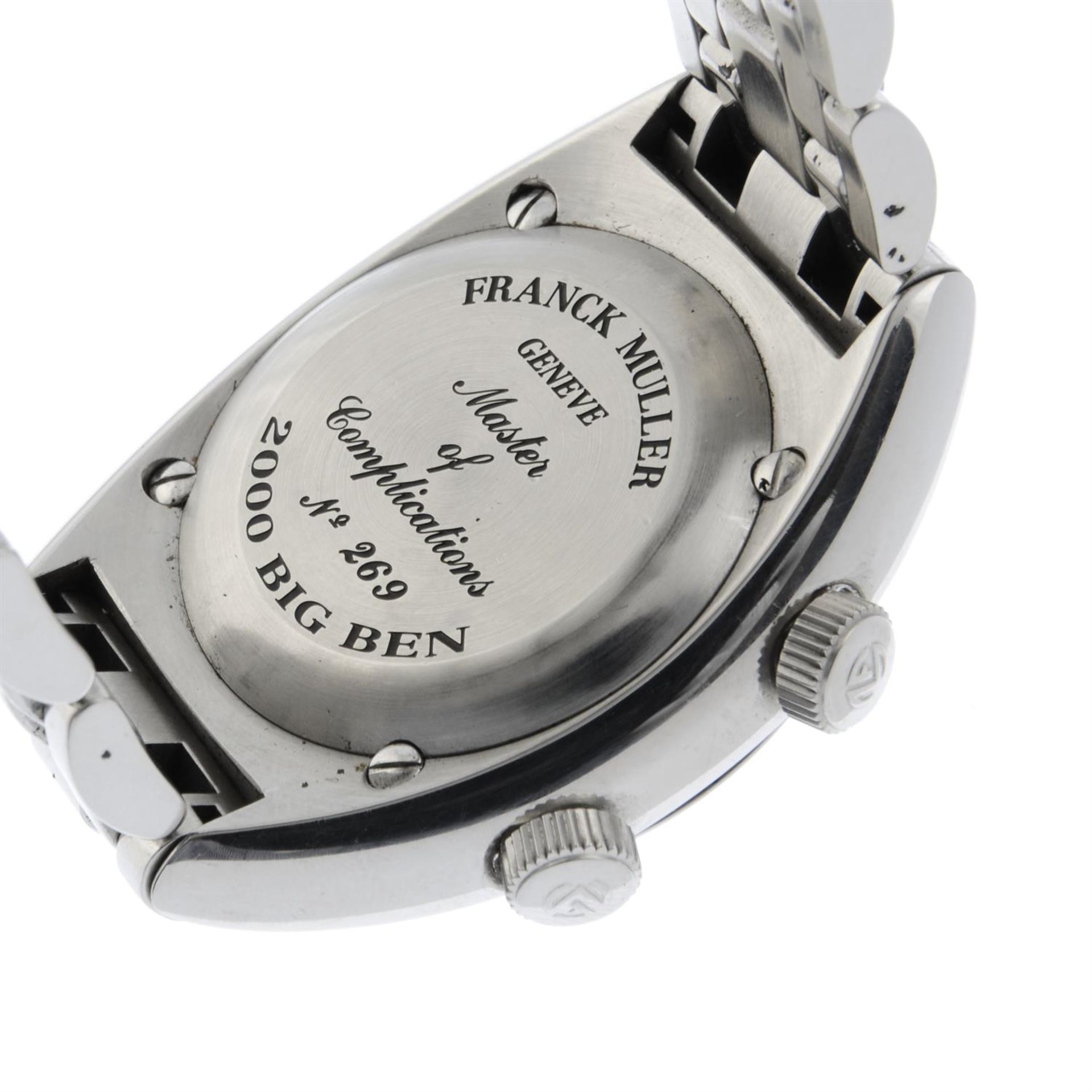 FRANCK MULLER - a stainless steel TransAmerica 2000 Big Ben GMT alarm bracelet watch, 40mm. - Image 5 of 7