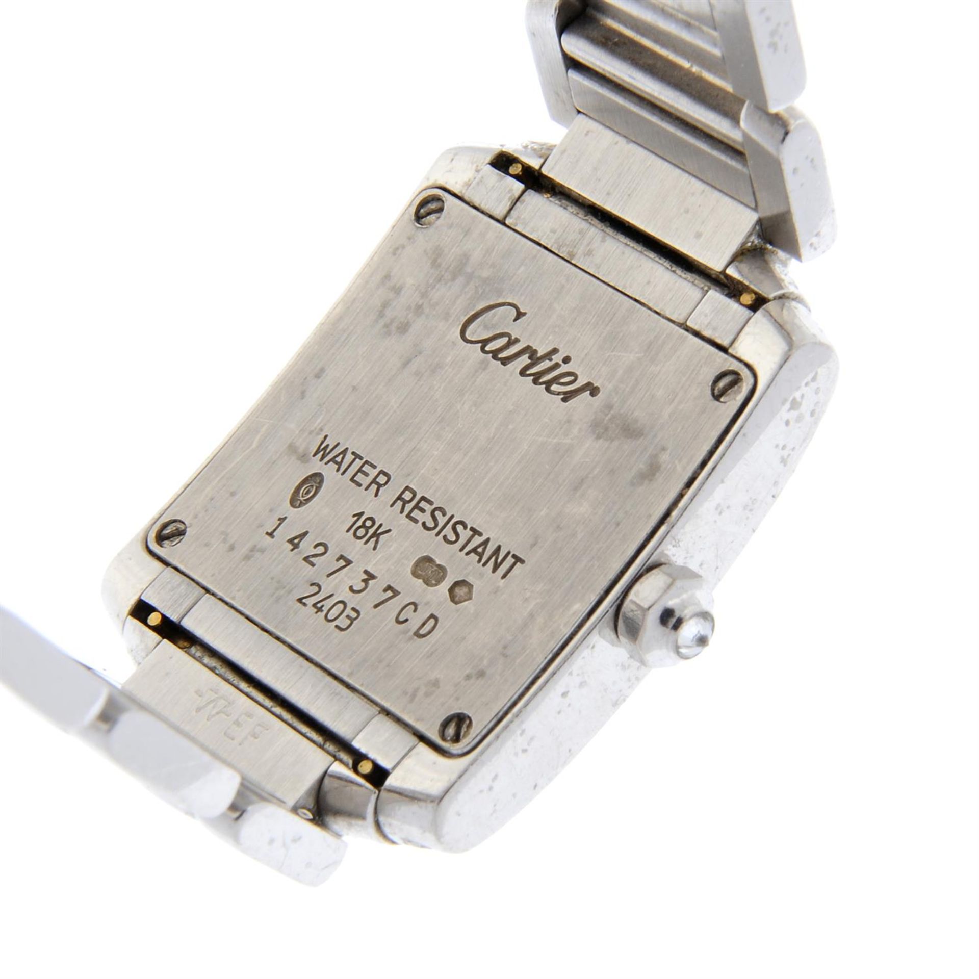 CARTIER - an 18ct white gold Tank Francaise bracelet watch, 20mm. - Image 5 of 6