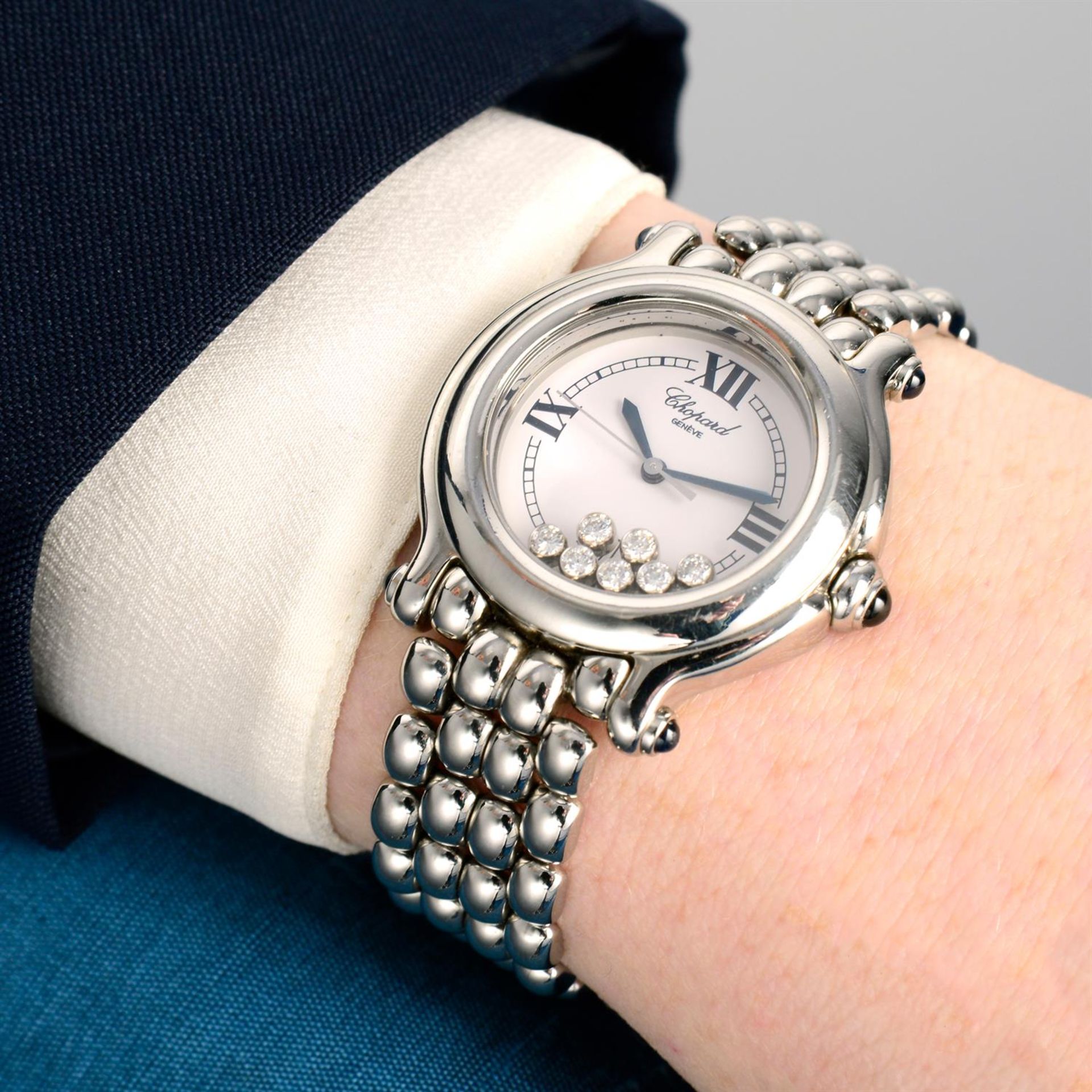 CHOPARD - a stainless steel Happy Sport Diamonds bracelet watch, 33mm. - Bild 5 aus 5