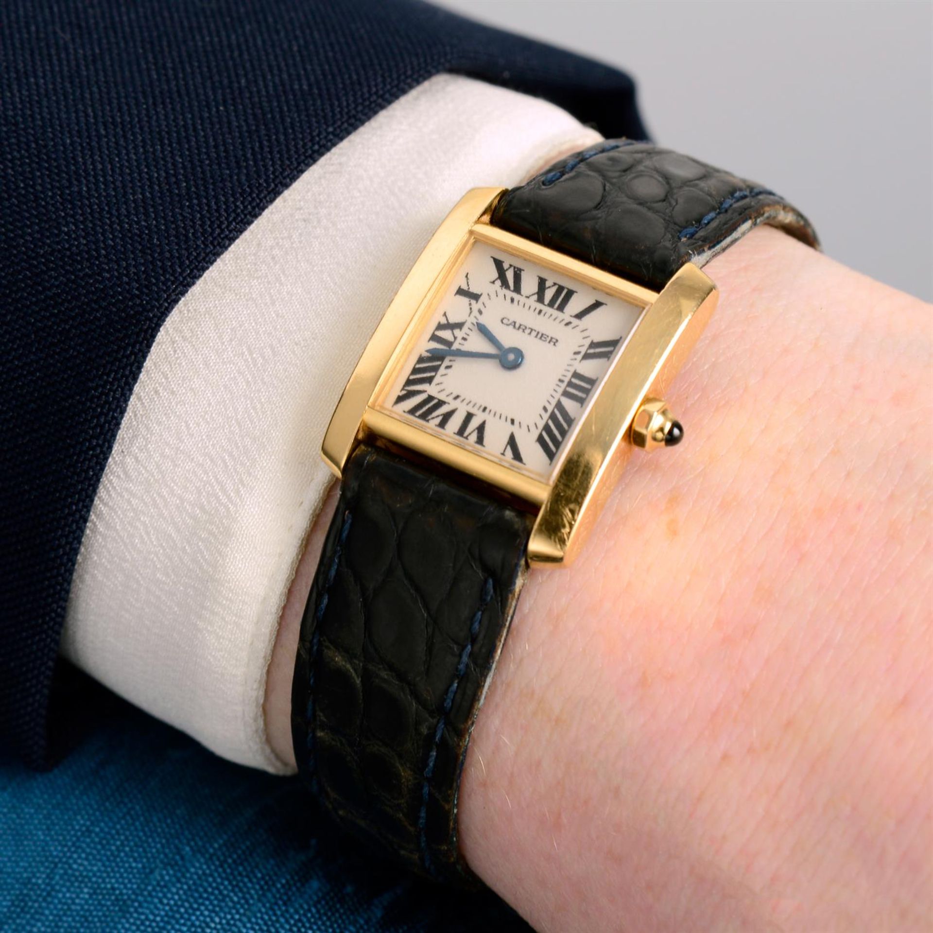 CARTIER - a yellow metal Tank Française wrist watch, 20mm. - Image 5 of 5