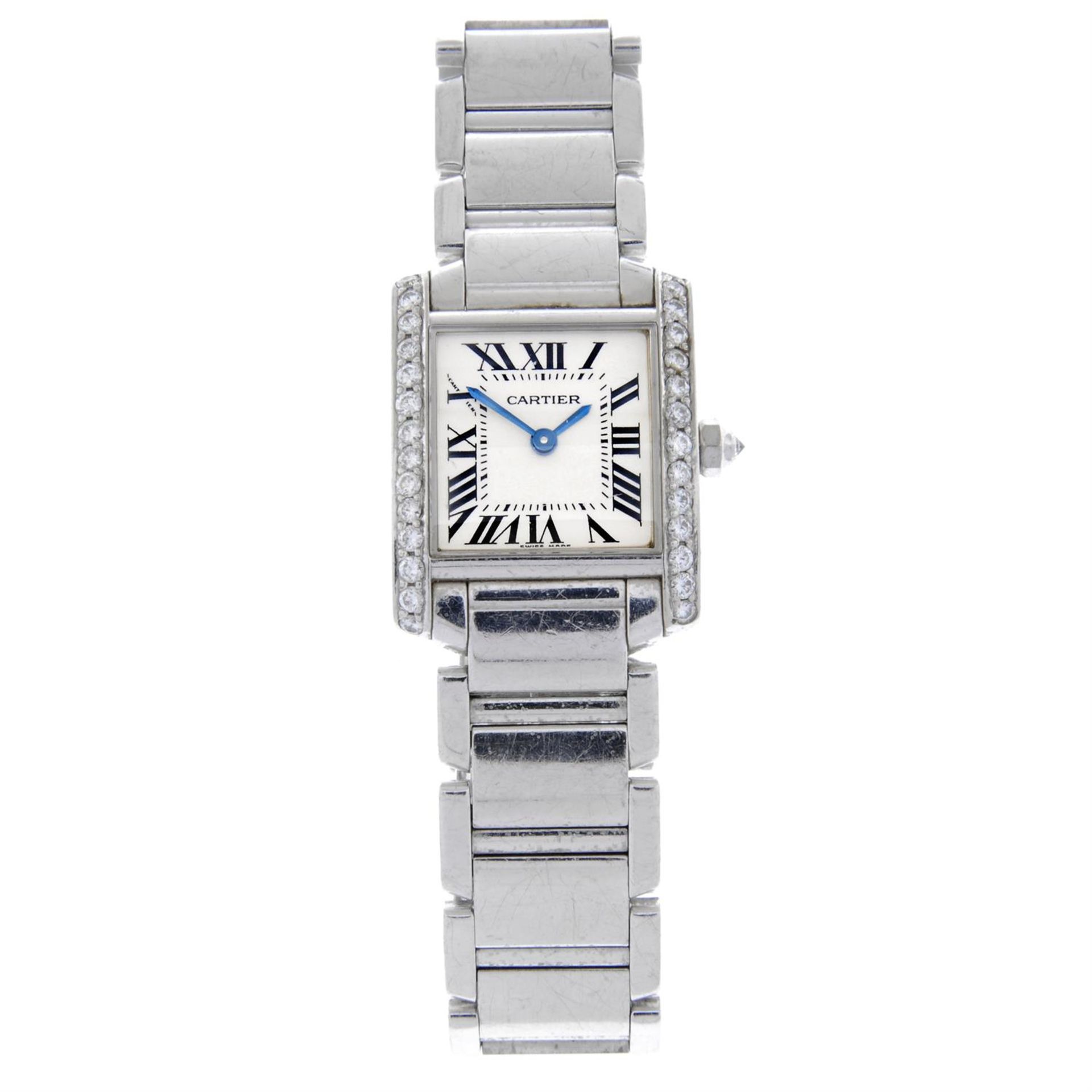 CARTIER - an 18ct white gold Tank Francaise bracelet watch, 20mm.