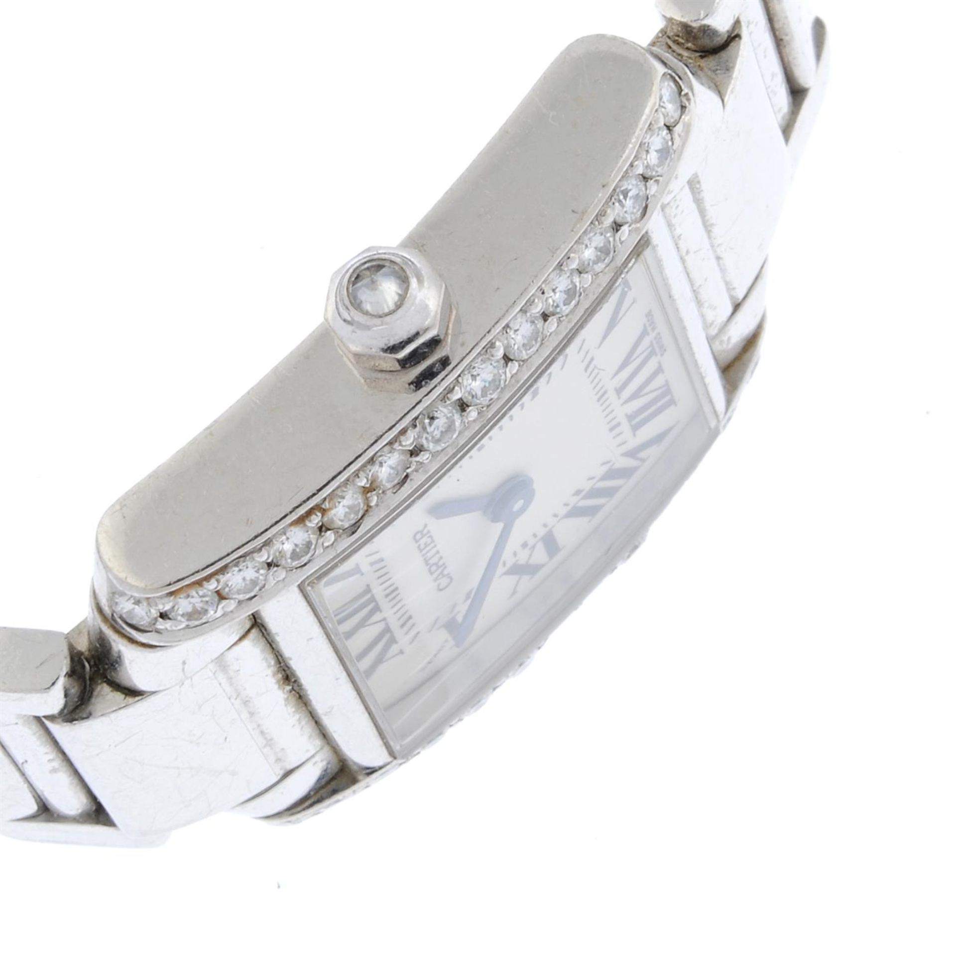 CARTIER - an 18ct white gold Tank Francaise bracelet watch, 20mm. - Image 4 of 6