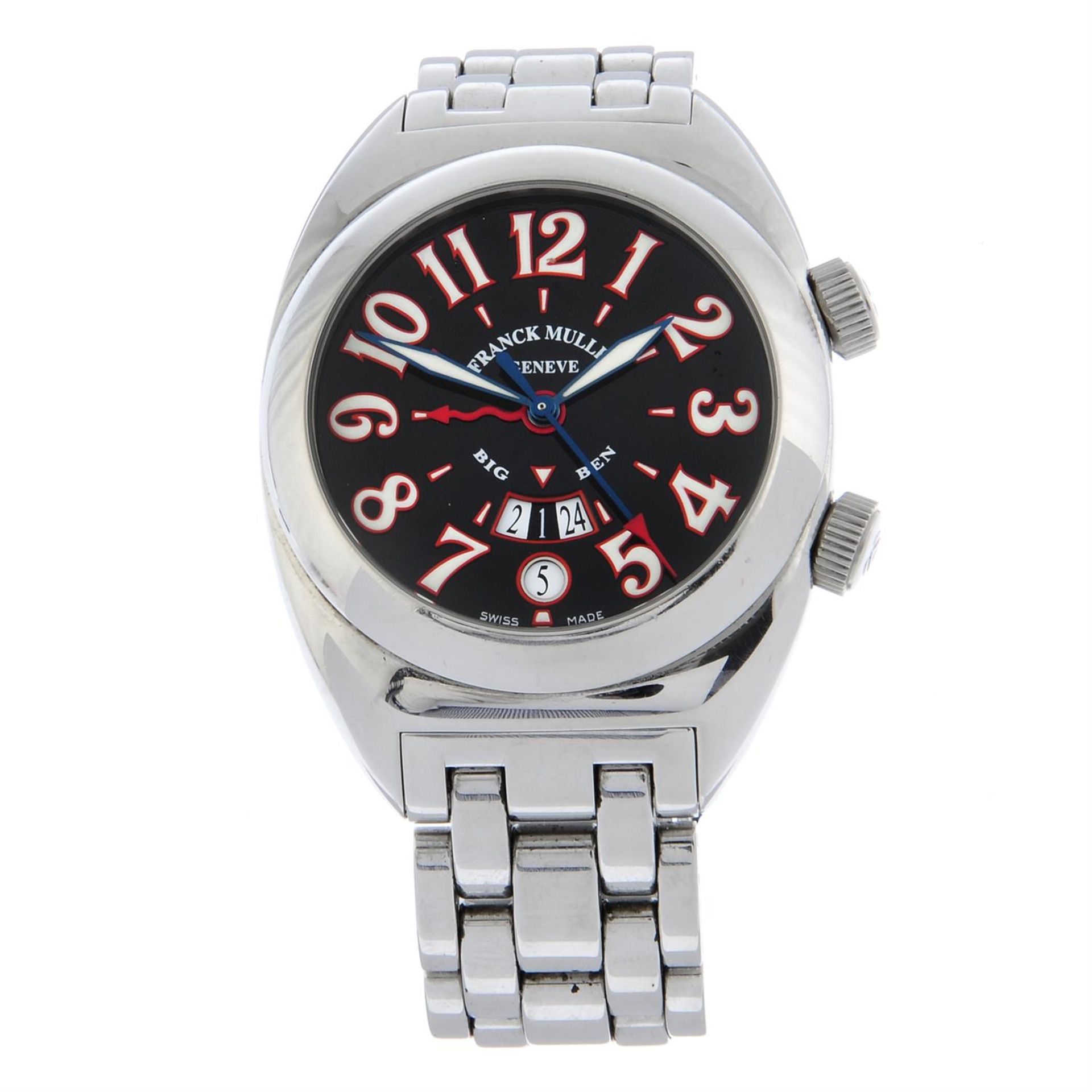 FRANCK MULLER - a stainless steel TransAmerica 2000 Big Ben GMT alarm bracelet watch, 40mm.