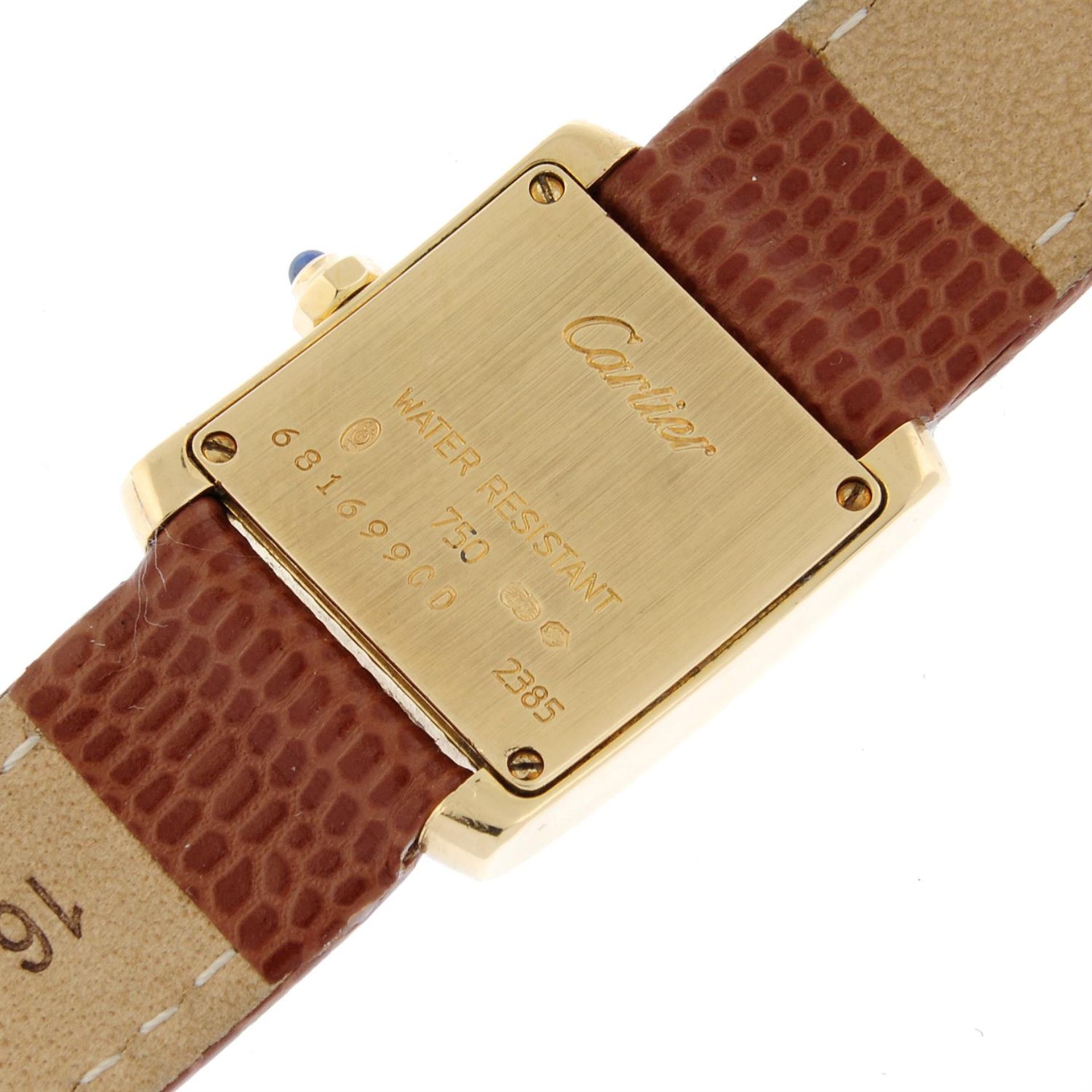 CARTIER - an 18ct gold Tank wrist watch, 20x20mm. - Image 5 of 6